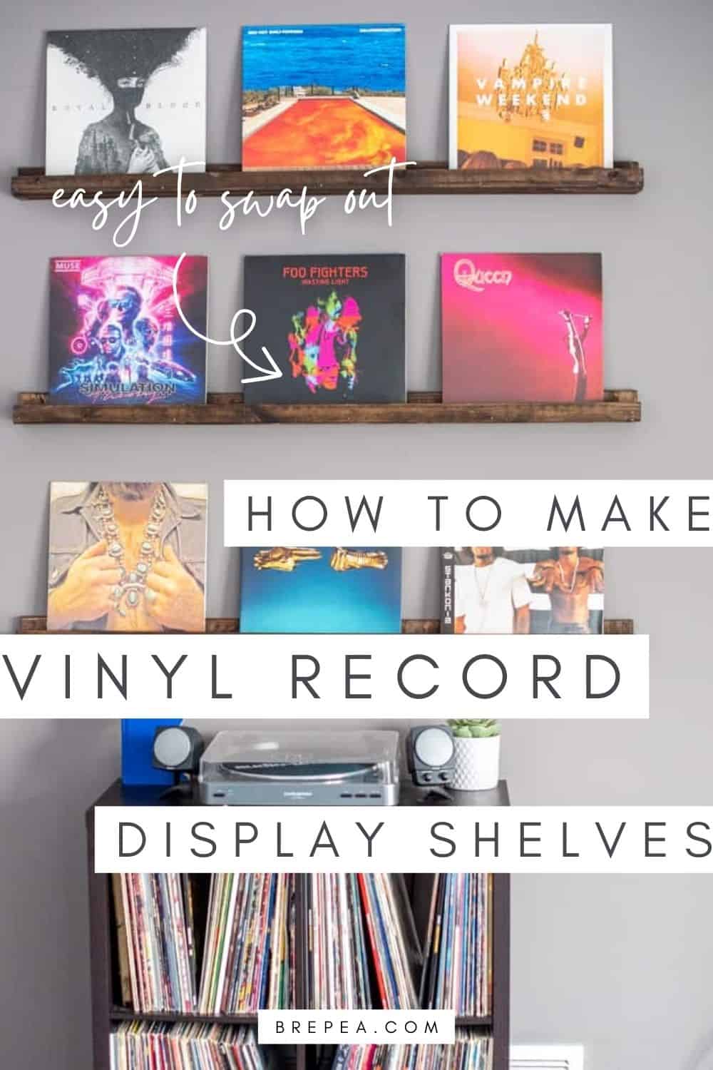 DIY Vinyl Records Shelf Display - Dream Green DIY